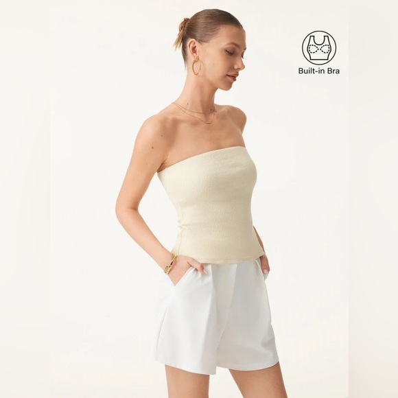 OGL Tube Top Brami with ribbing XL butter cream - Picture 1 of 2